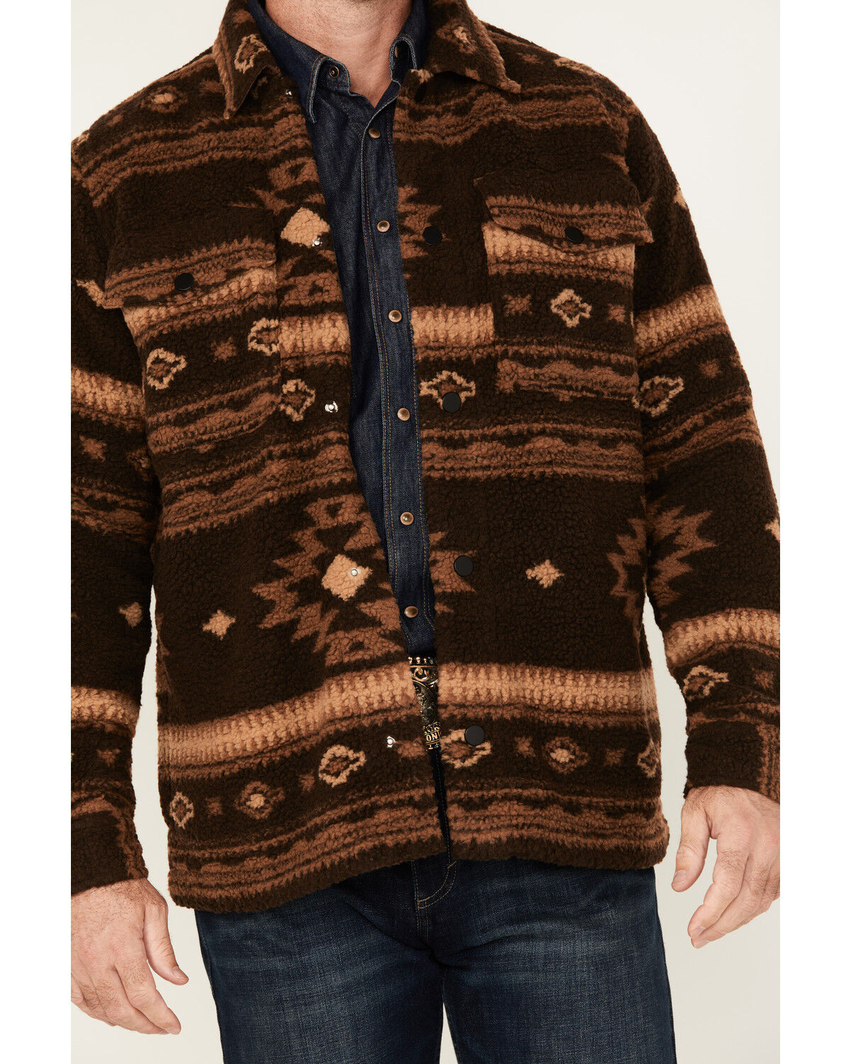 Cody James Men's Highlander Southwestern Print Sherpa Snap Jacket