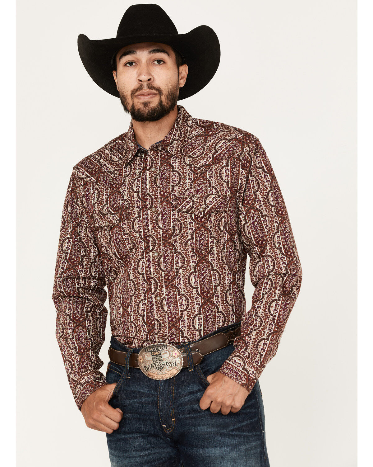 Moonshine Spirit Men's Sundays Best Paisley Stripe Snap Western Shirt