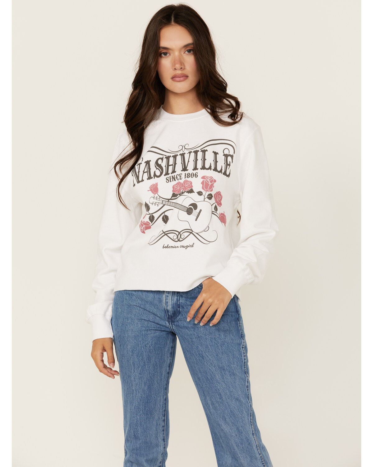Bohemia Cowgirl Women's Nashville Short Sleeve Cropped Graphic Tee