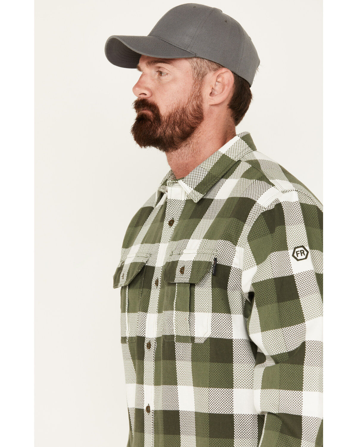 Hawx Men's FR Midweight Plaid Print Long Sleeve Button-Down Work Shirt - Big & Tall