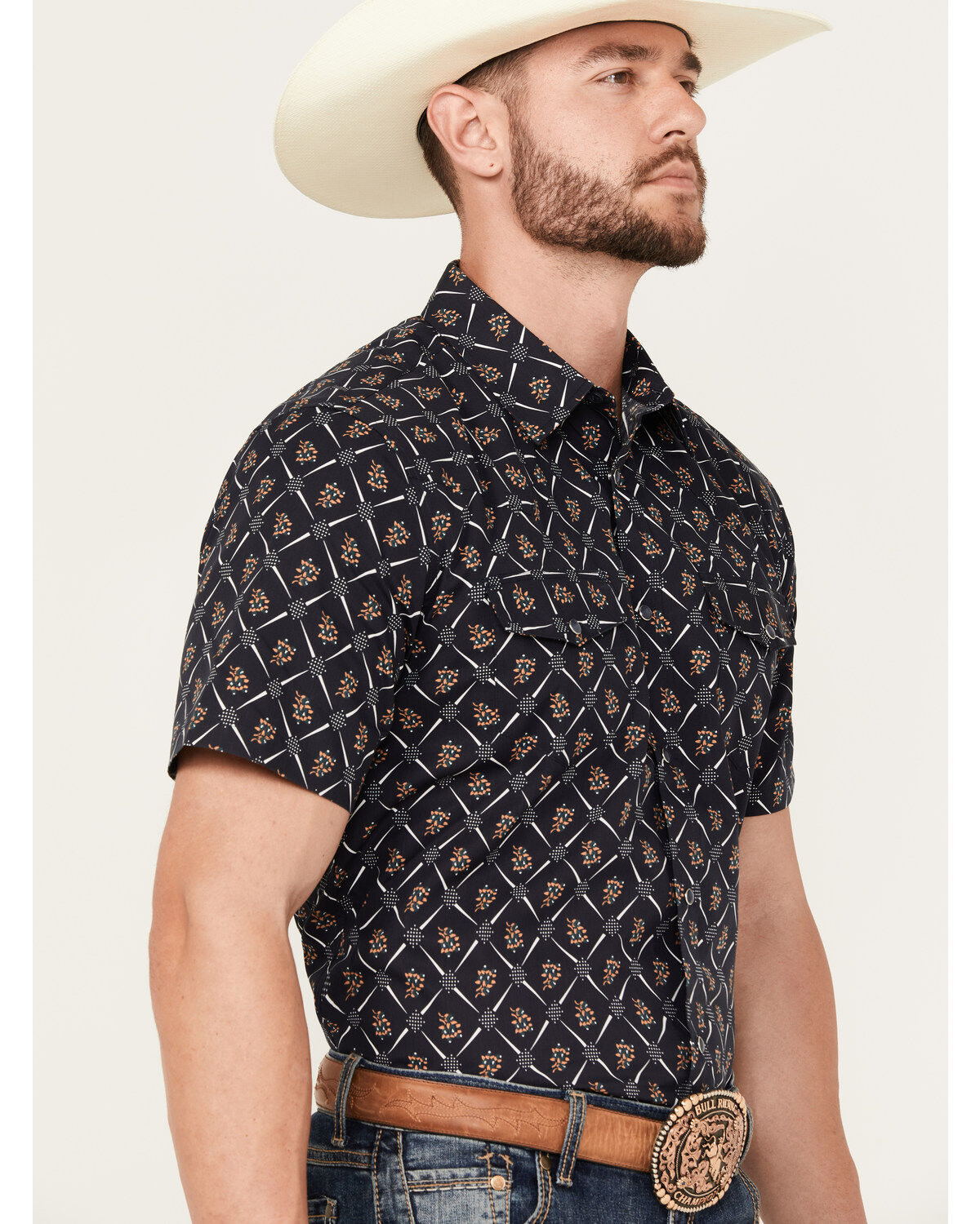Gibson Trading Co Men's Floral Geo Print Short Sleeve Snap Shirt