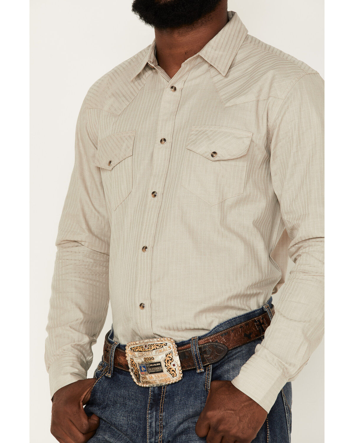 Gibson Men's Southside Satin Striped Long Sleeve Snap Western Shirt