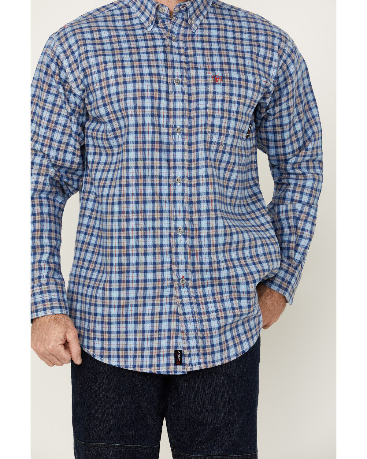 Ariat Men's FR Sierra Plaid Print Long Sleeve Button-Down Work Shirt