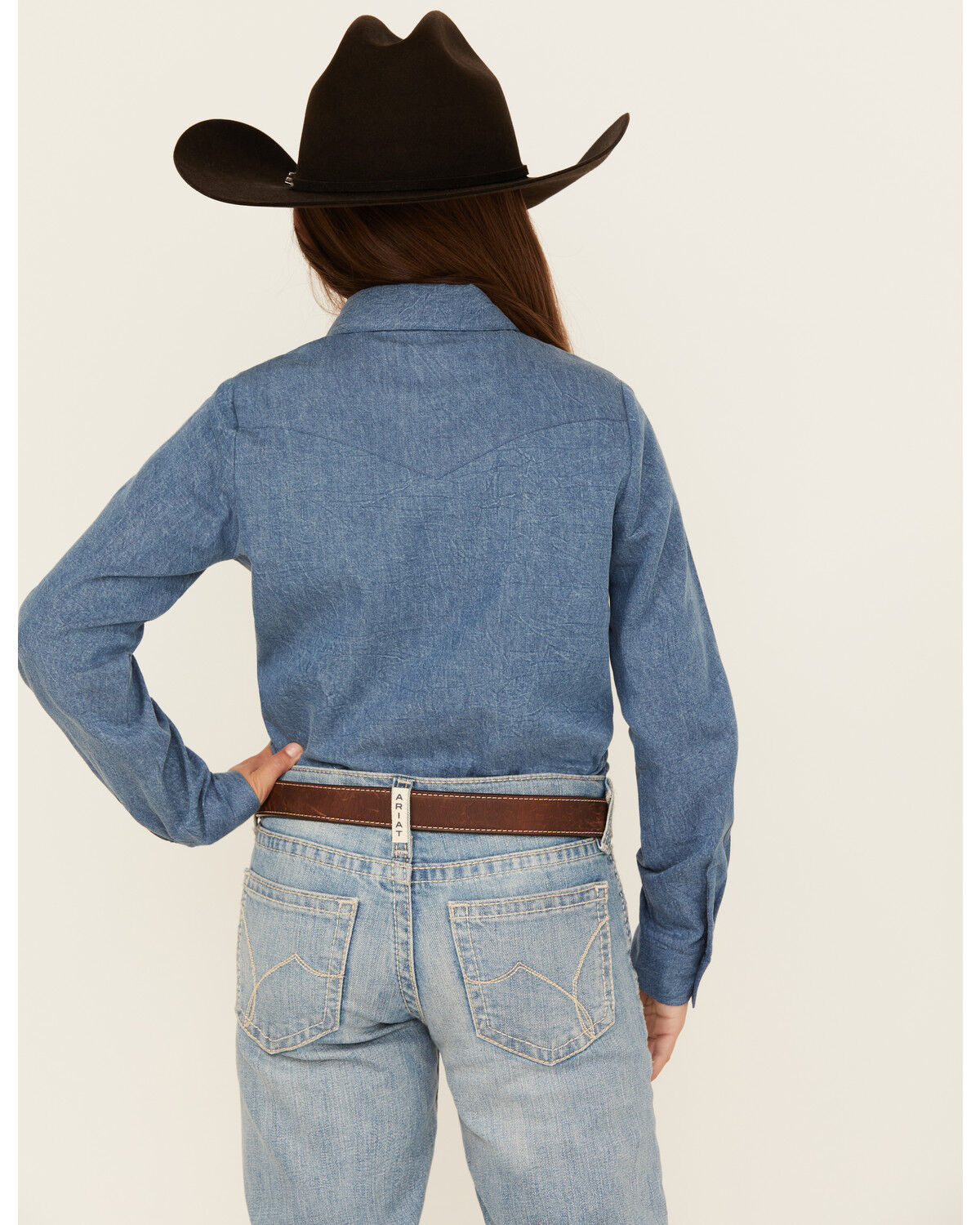 Roper Girls' Western Long Sleeve Button-Down Denim Shirt