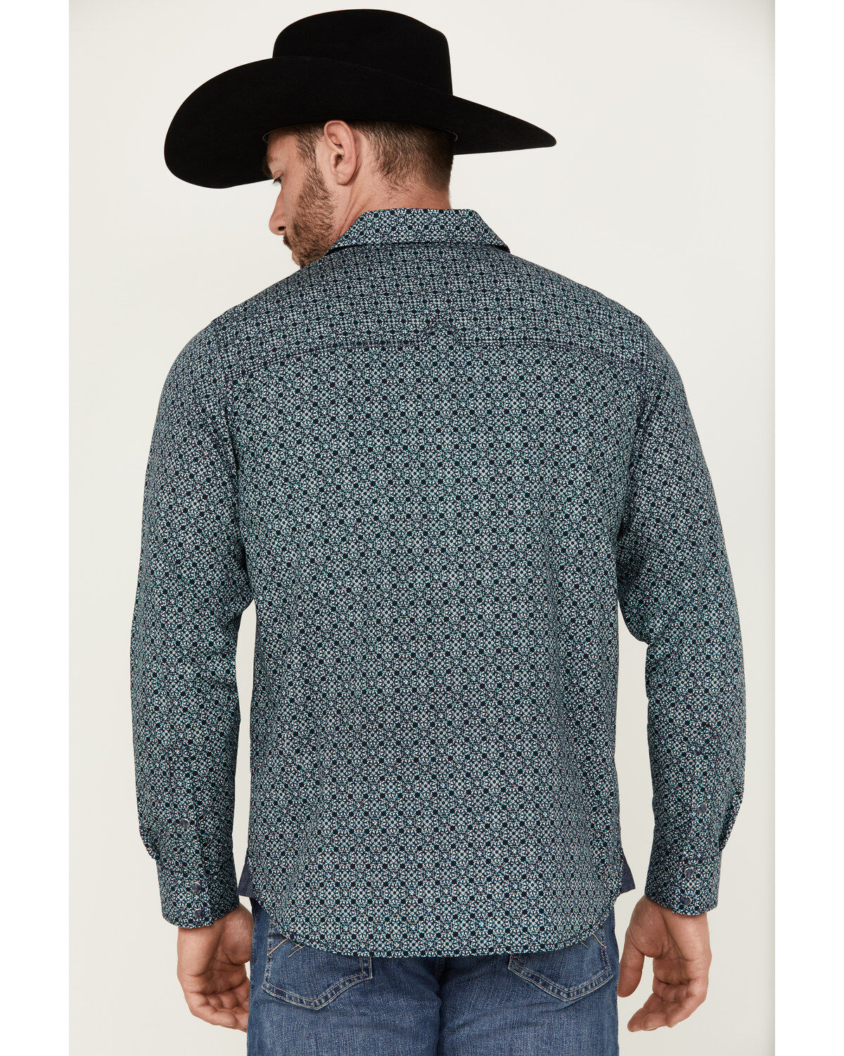 Moonshine Spirit Men's Old Fashioned Medallion Print Long Sleeve Pearl Snap Western Shirt