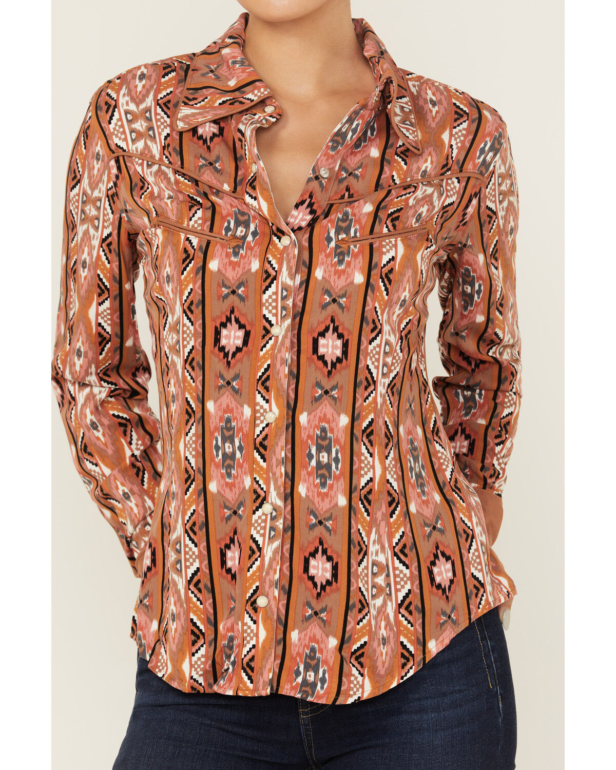 Wrangler x Lainey Wilson Women's Southwestern Print Long Sleeve Snap Western Shirt