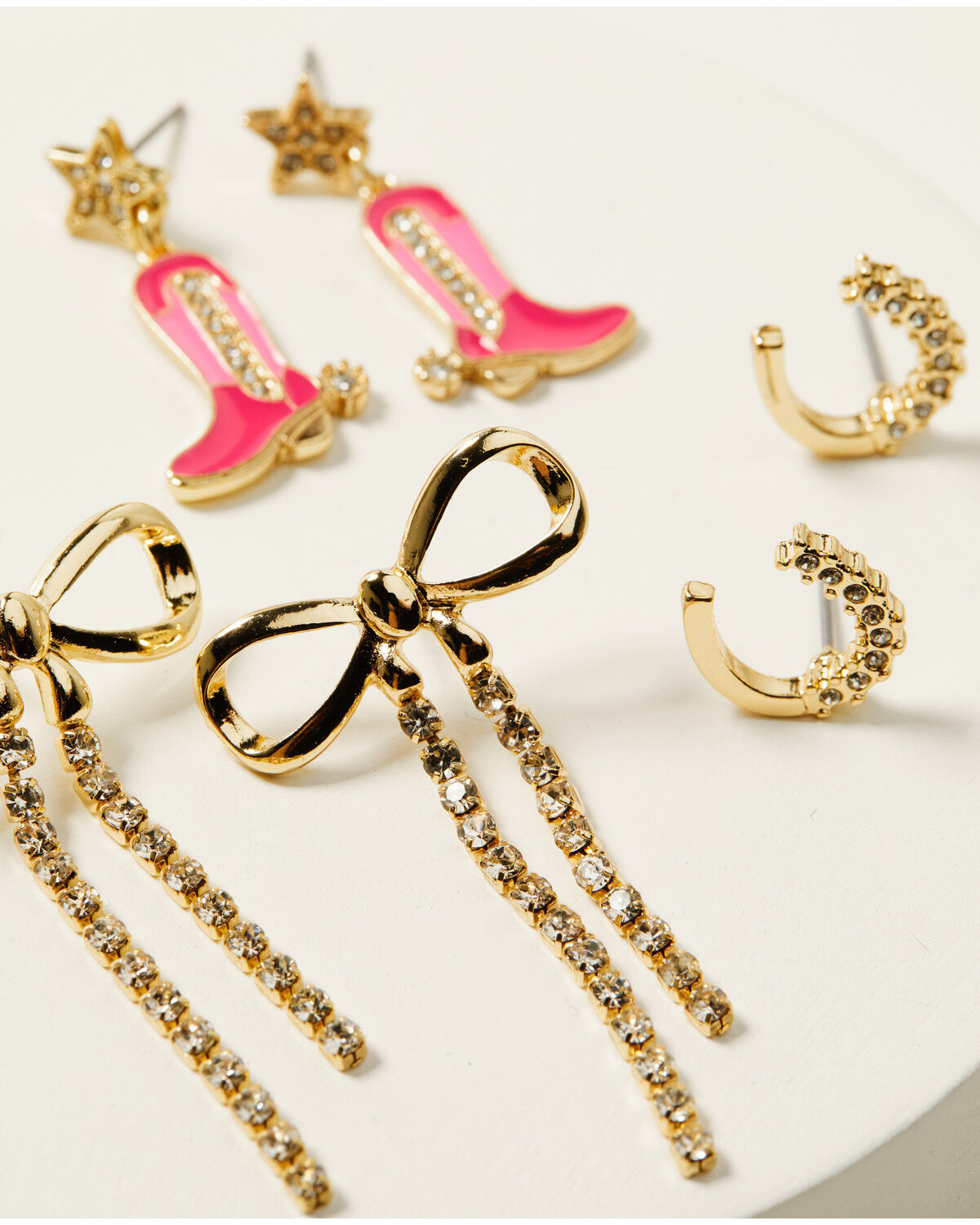 Shyanne Women's 14K Gold Boot Bow Earring Set - 3 Piece