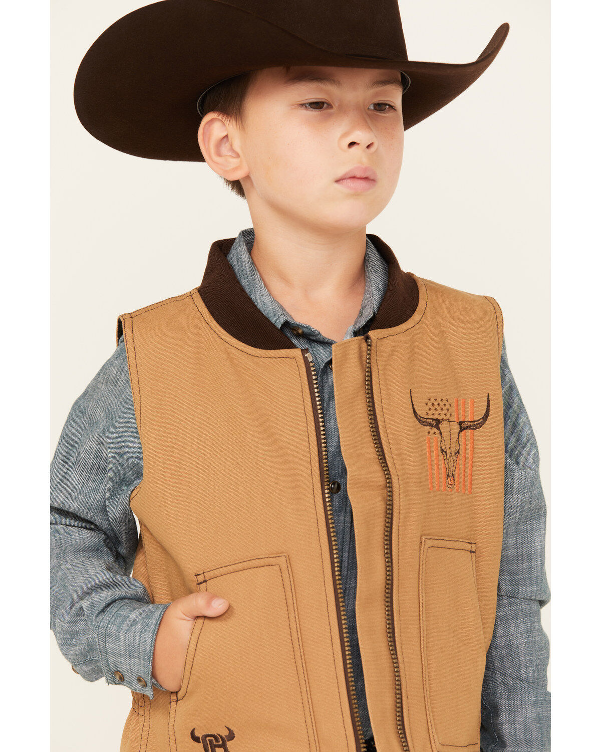 Cowboy Hardware Boys' Flag Skull Canvas Vest