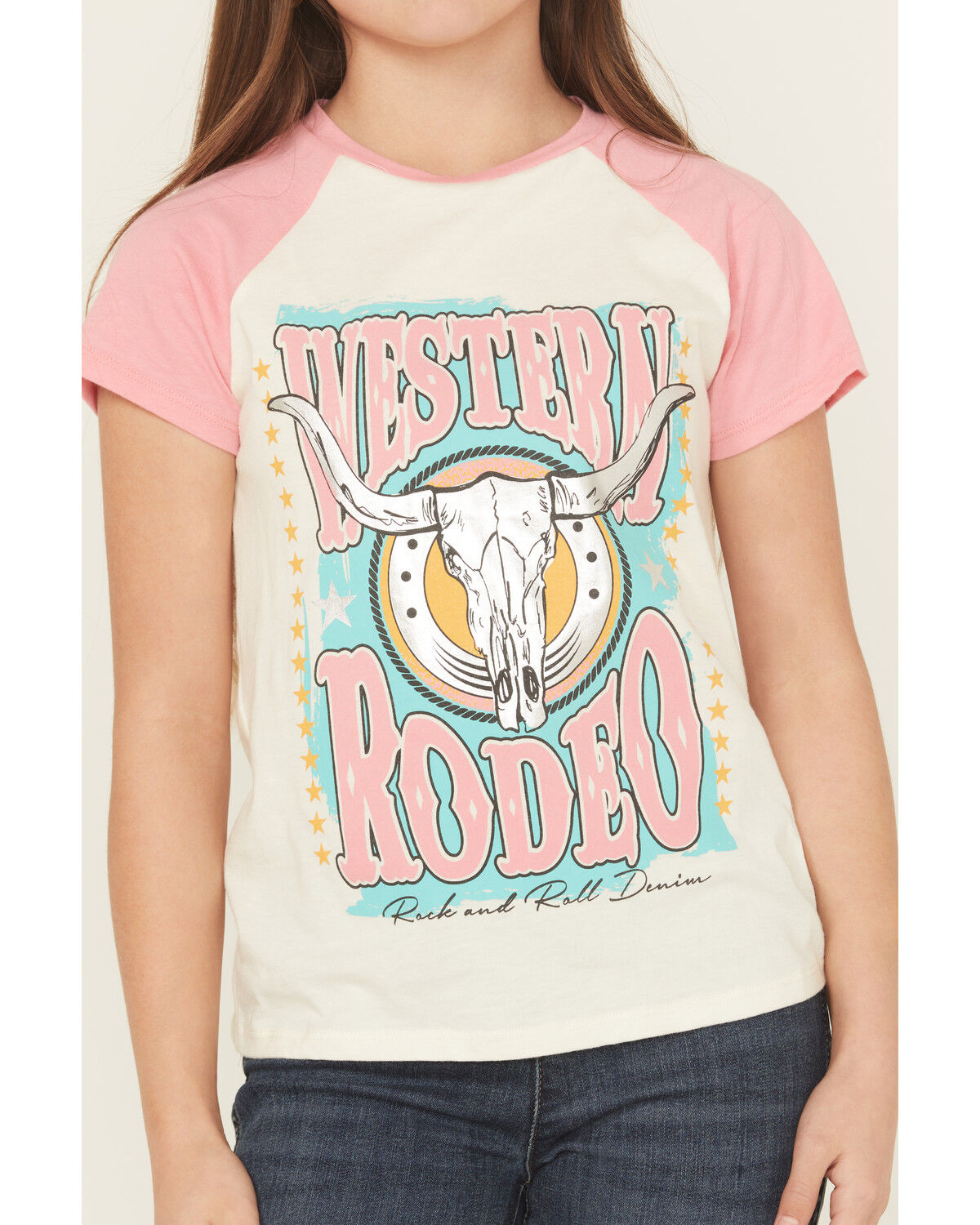 Rock & Roll Denim Girls' Western Rodeo Short Sleeve Graphic Tee