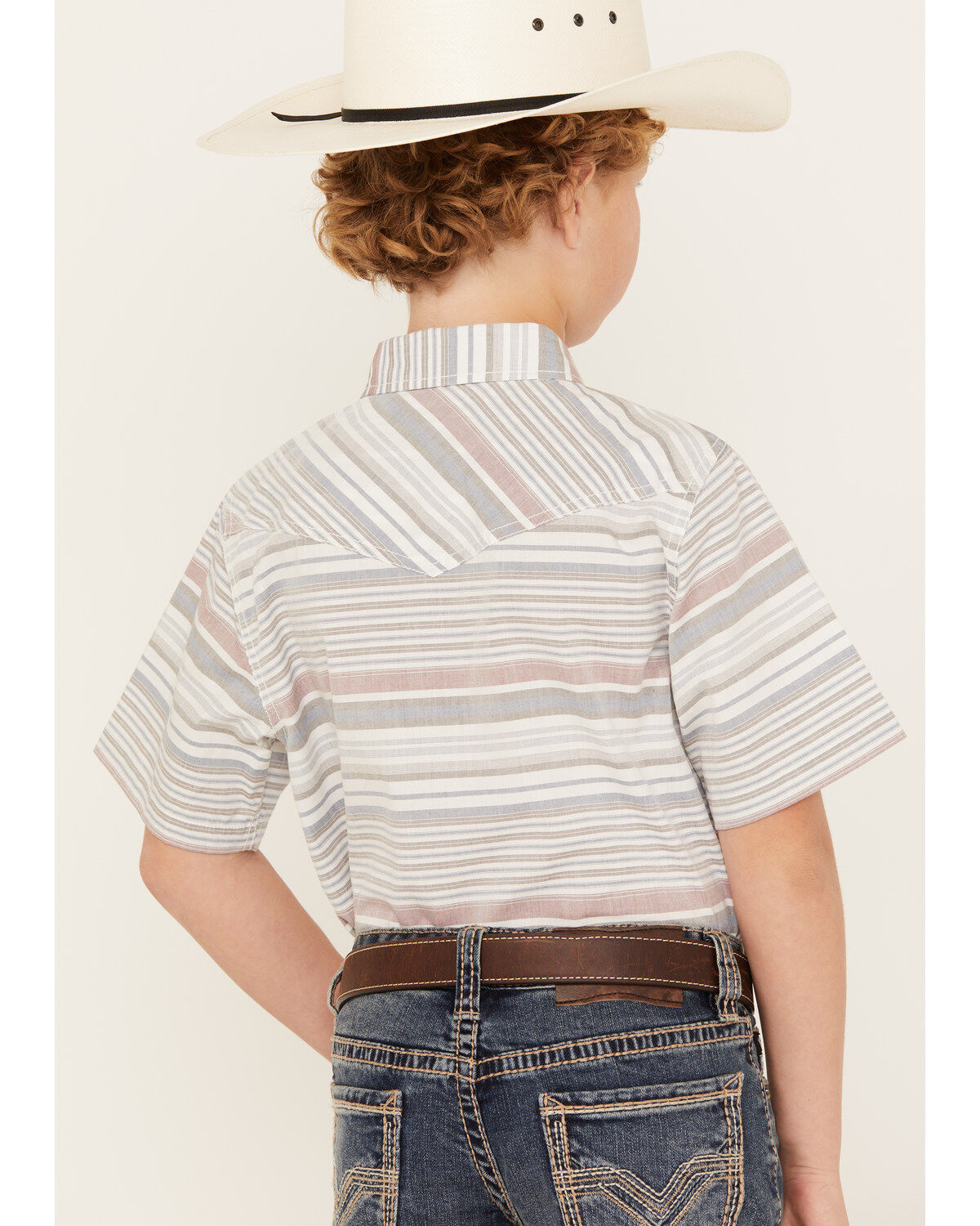 Cody James Boys' Striped Short Sleeve Snap Western Shirt