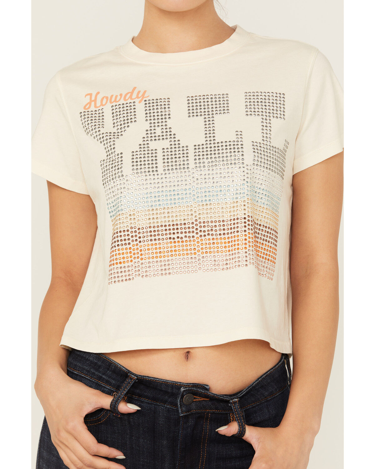 Idyllwind Women's Y'all Embellished Short Sleeve Cropped Graphic Tee