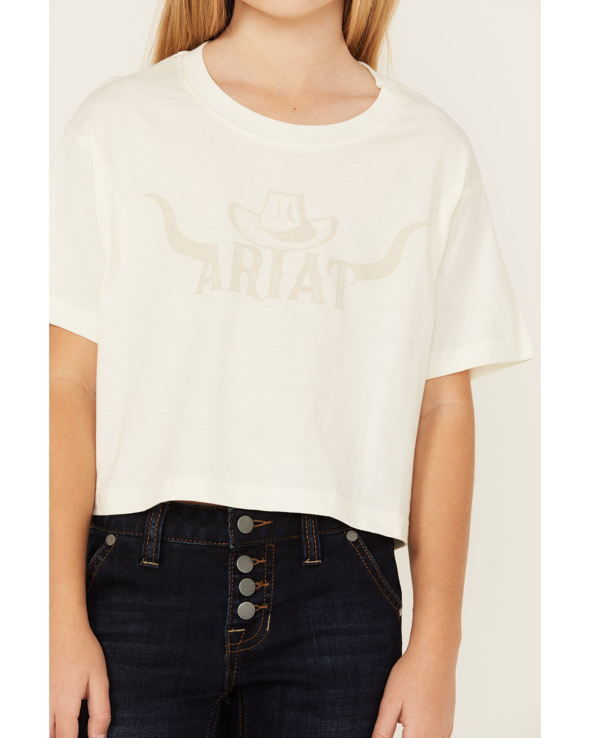 Ariat Girls' Logo Short Sleeve Graphic Cropped Tee