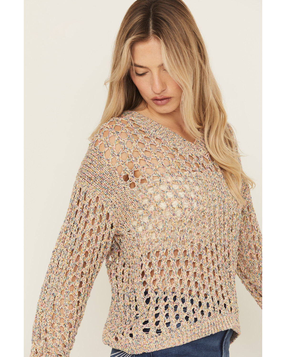 Cleo + Wolf Women's Allison Spacedye Open Weave Sweater