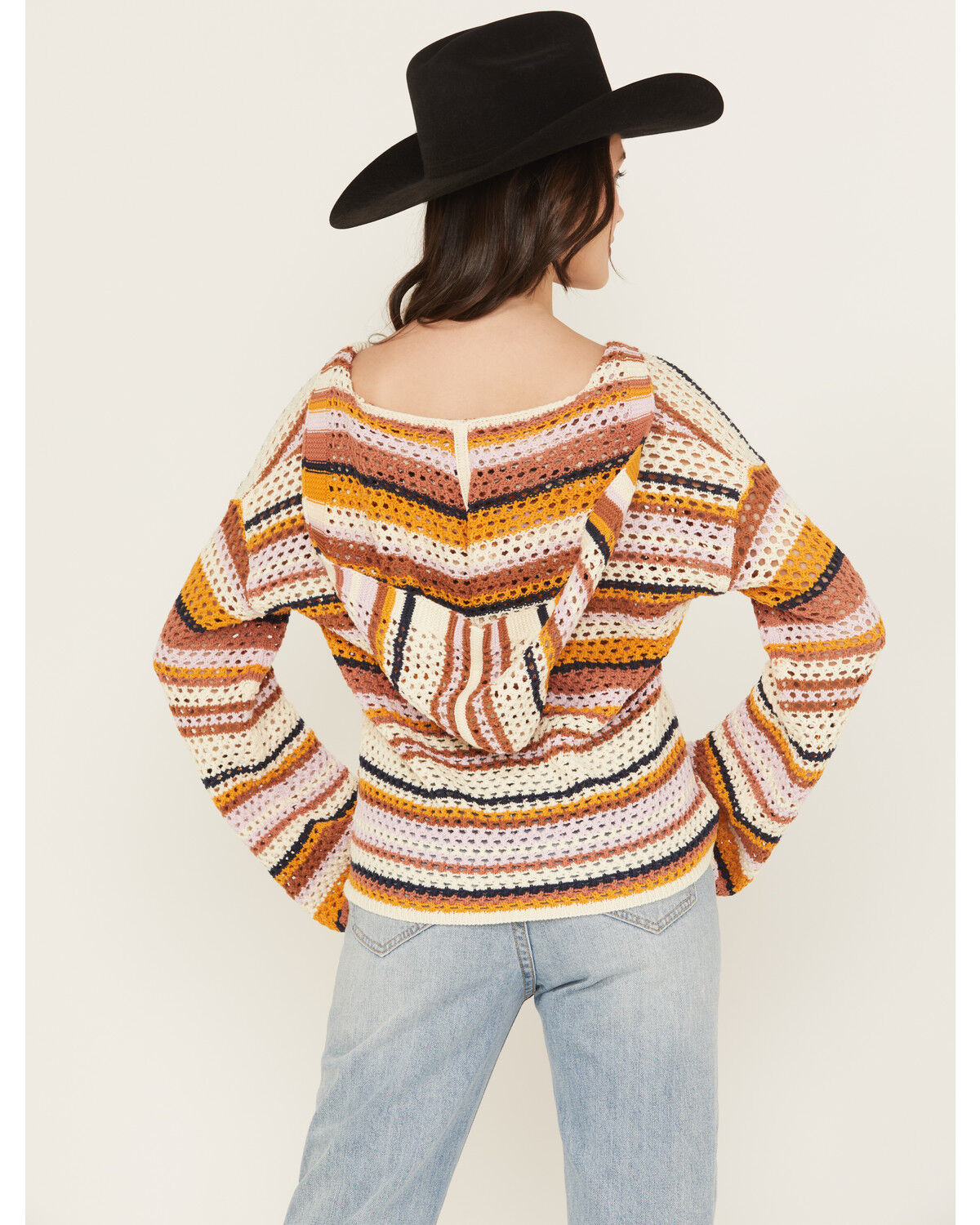 Cleo + Wolf Women's Open Stitch Striped Pullover