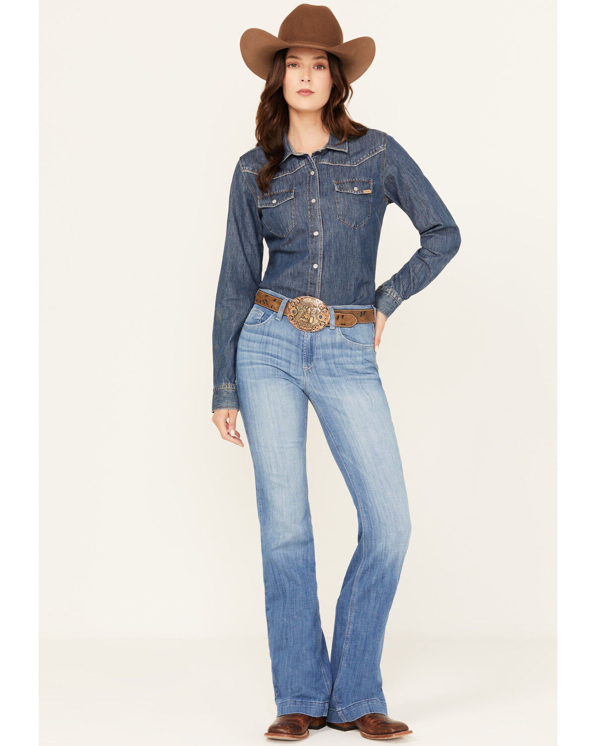 Ariat Women's Claire Medium Wash High Rise Slim Trouser Stretch Denim Jeans