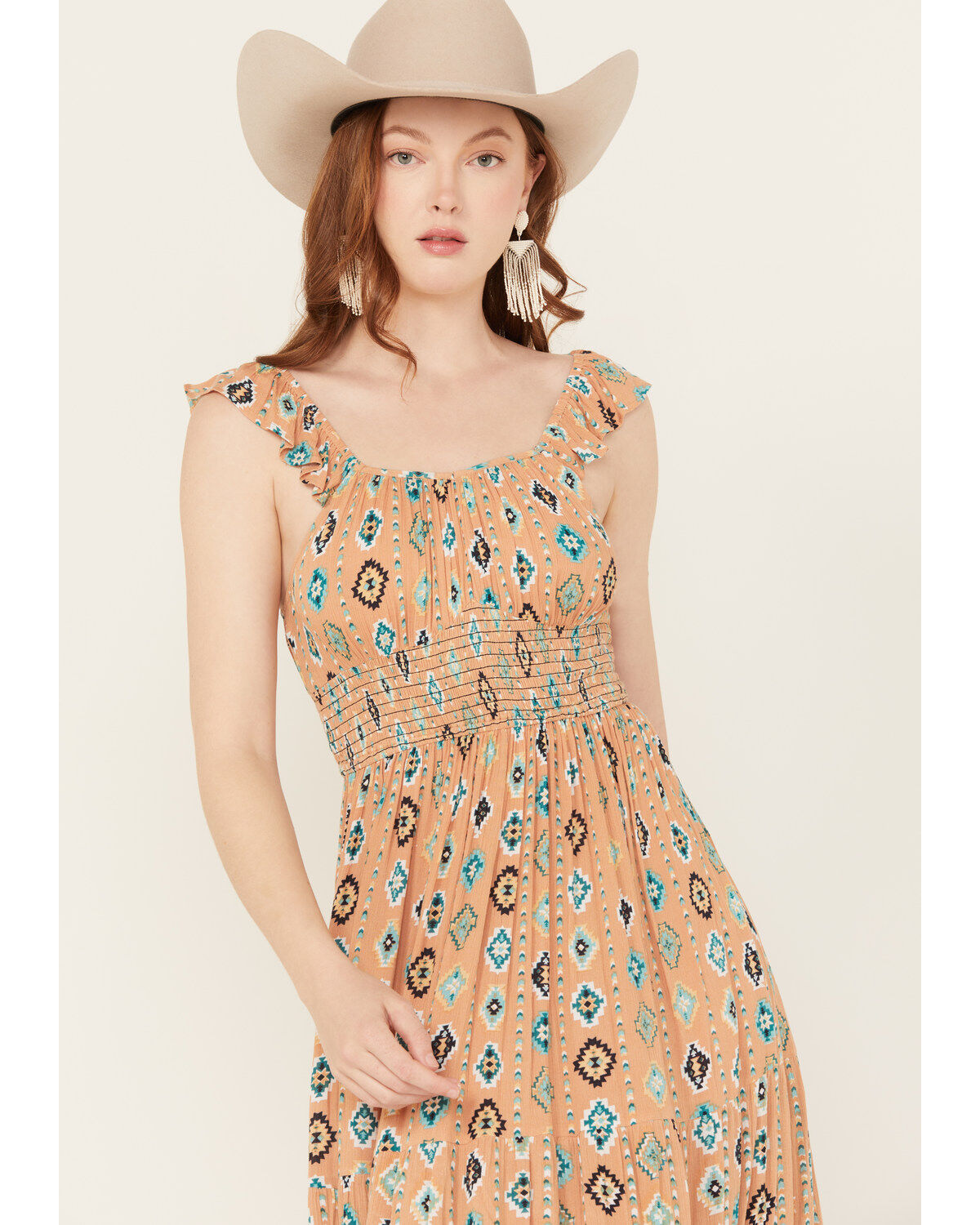 Rock & Roll Denim Women's Southwestern Tiered Sleeveless Maxi Dress