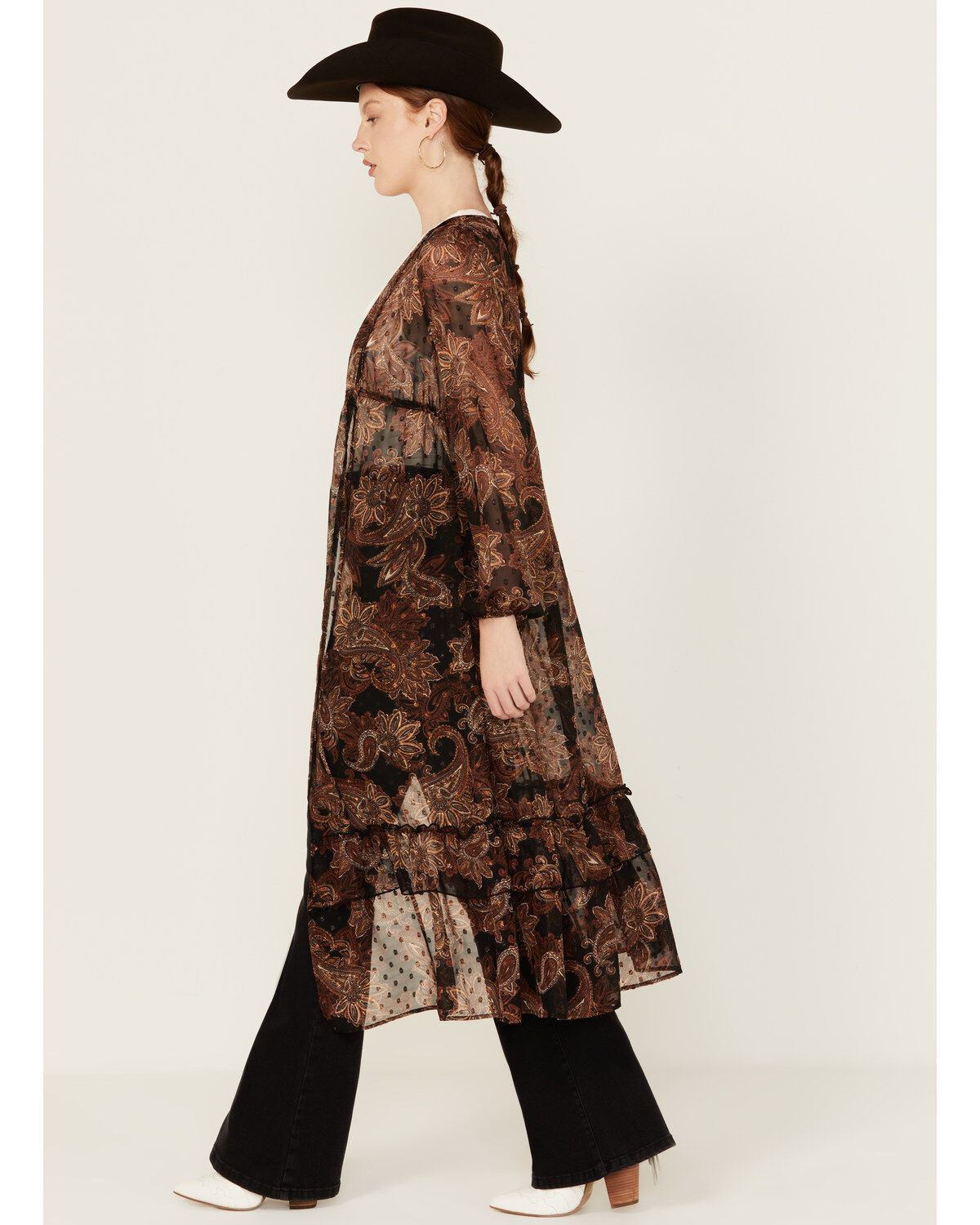 Wild Moss Women's Boot Barn Exclusive Printed Tiered Long Sleeve Kimono