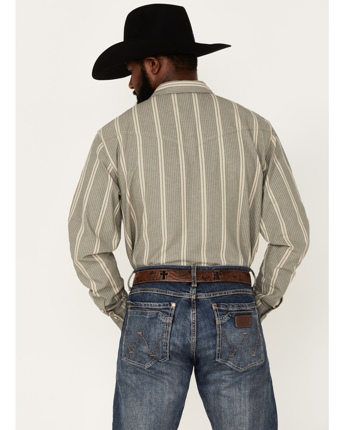 Blue Ranchwear Men's Striped Long Sleeve Pearl Snap Shirt