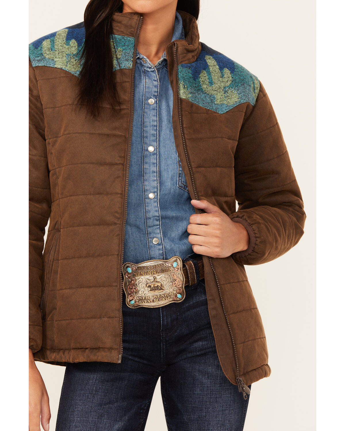 Outback Trading Co Women's Western Printed Yoke Puffer Aspen Jacket