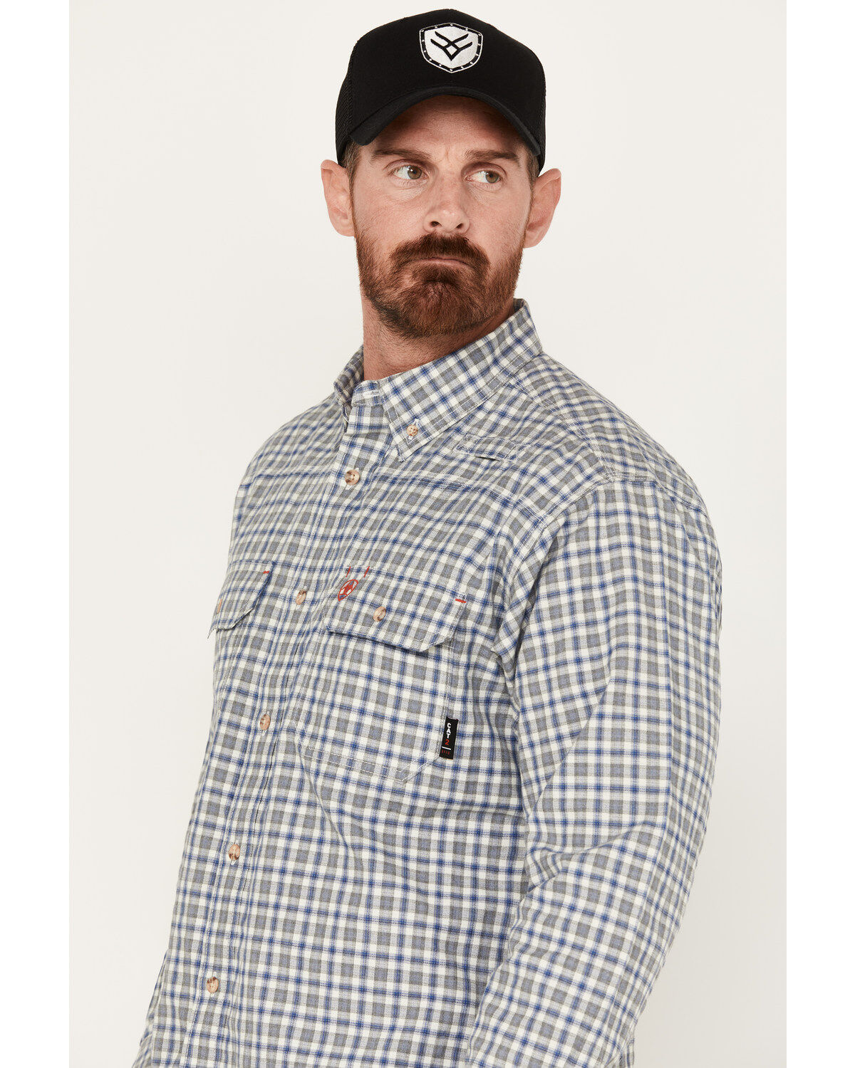 Ariat Men's FR Plaid Print Featherlight Long Sleeve Button Down Work Shirt