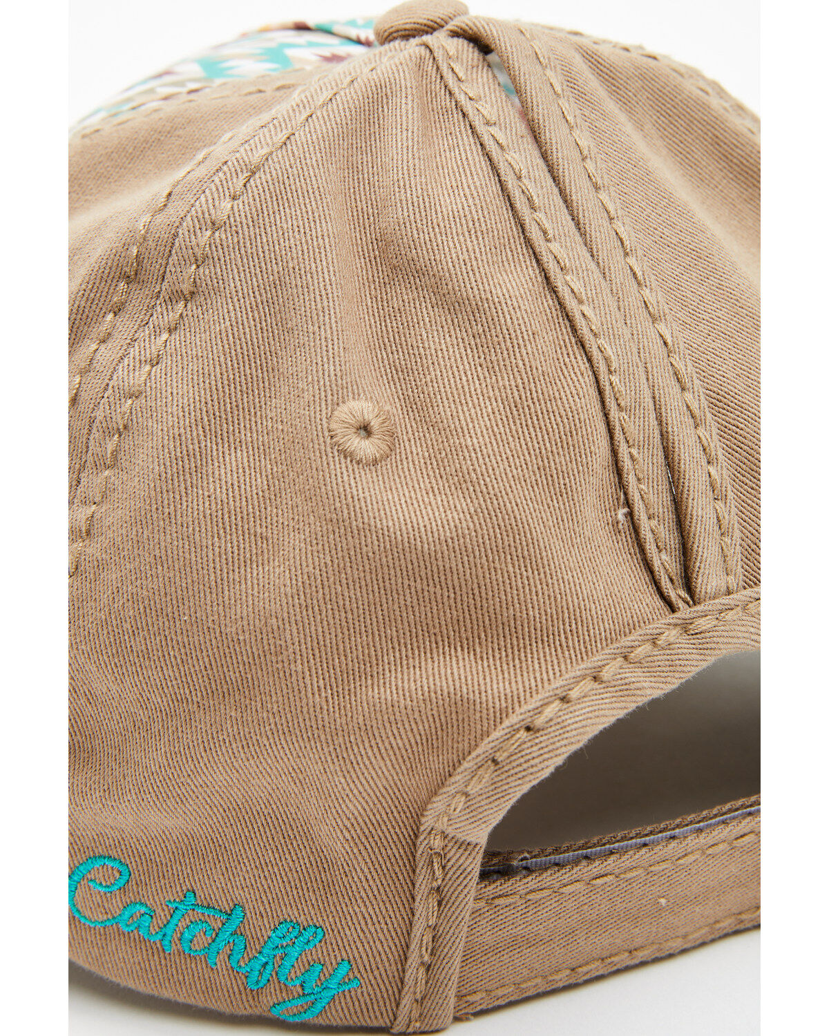Catchfly Women's Southwestern Print Embroidered Distressed Ponytail Ball Cap