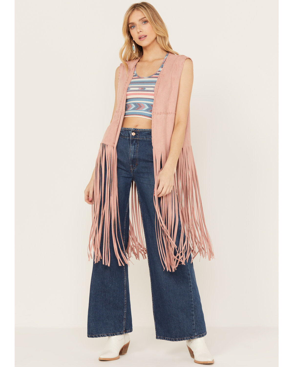Fornia Women's Fringe Faux Suede Vest