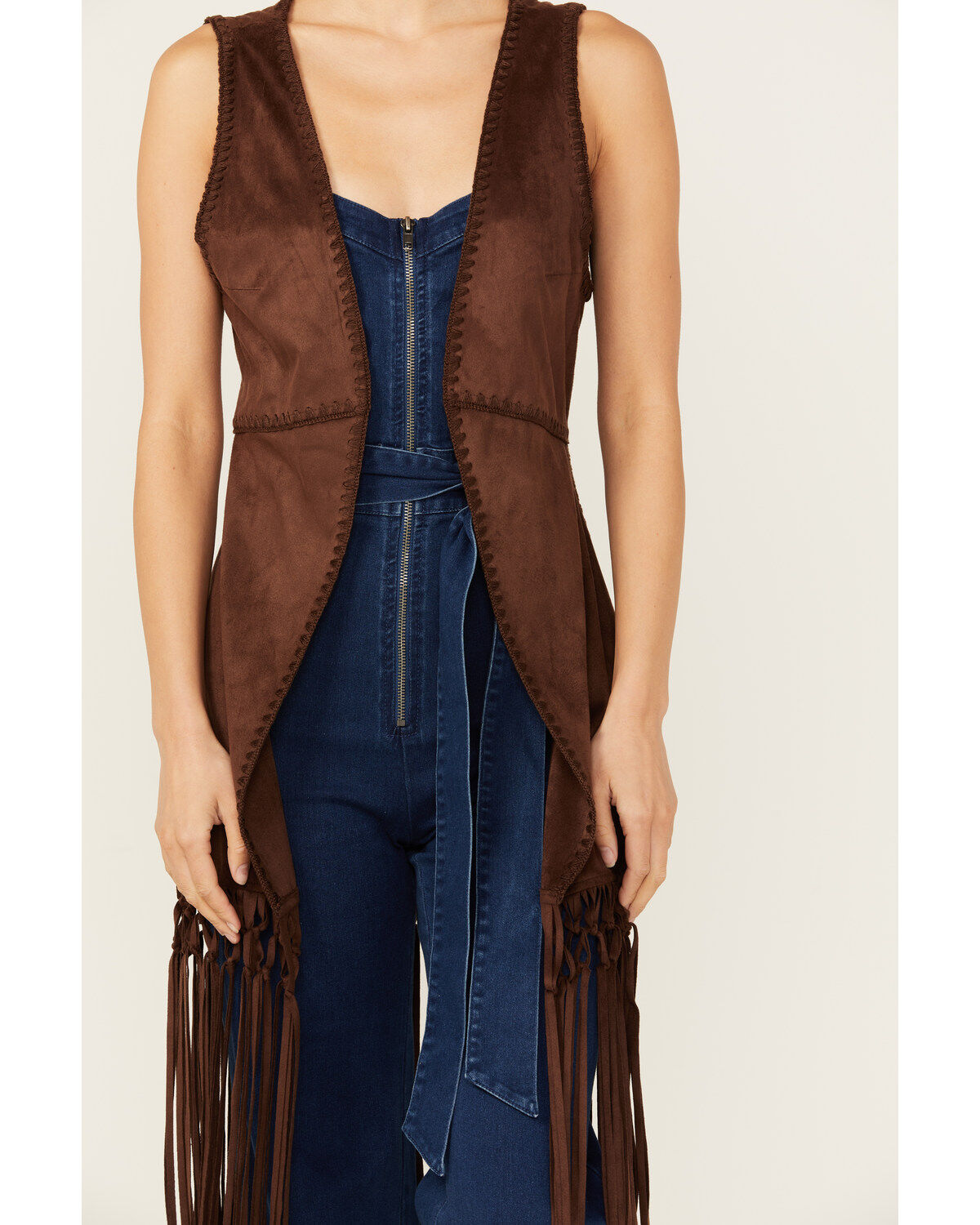 Shyanne Women's Faux Suede Long Fringe Vest