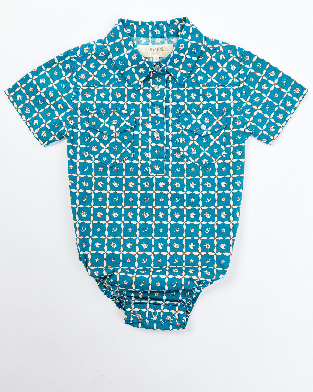Shyanne Infant Girls' Rodeo Print Short Sleeve Pearl Snap Onesie