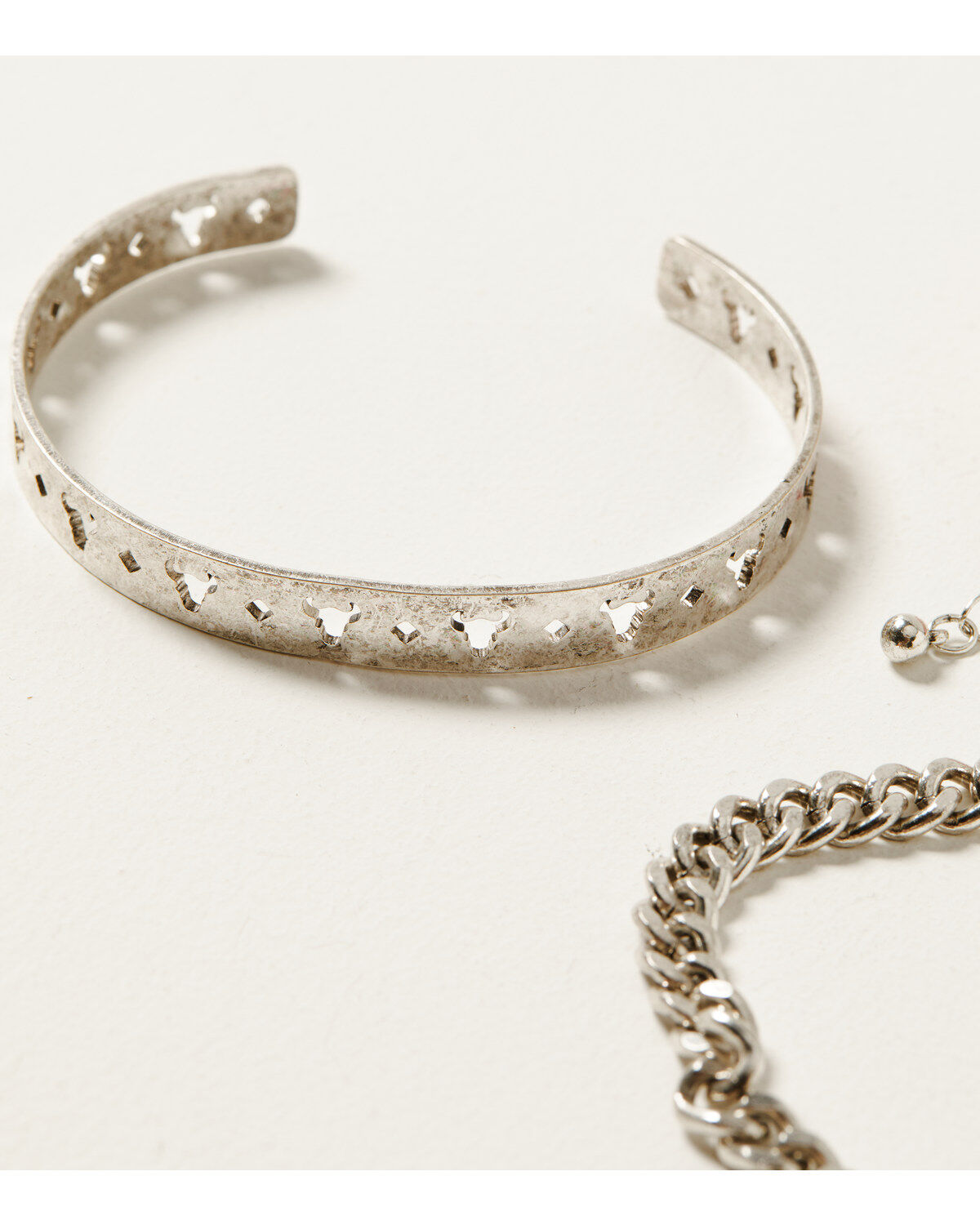 Shyanne Women's Disco Cowgirl Steer Head Chain & Cuff Bracelet Set - 3-Piece