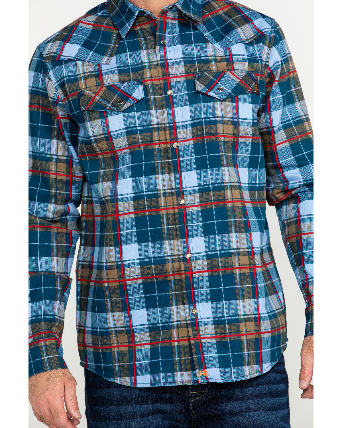 Cody James Men's FR Woven Plaid Print Long Sleeve Button Down Work Shirt