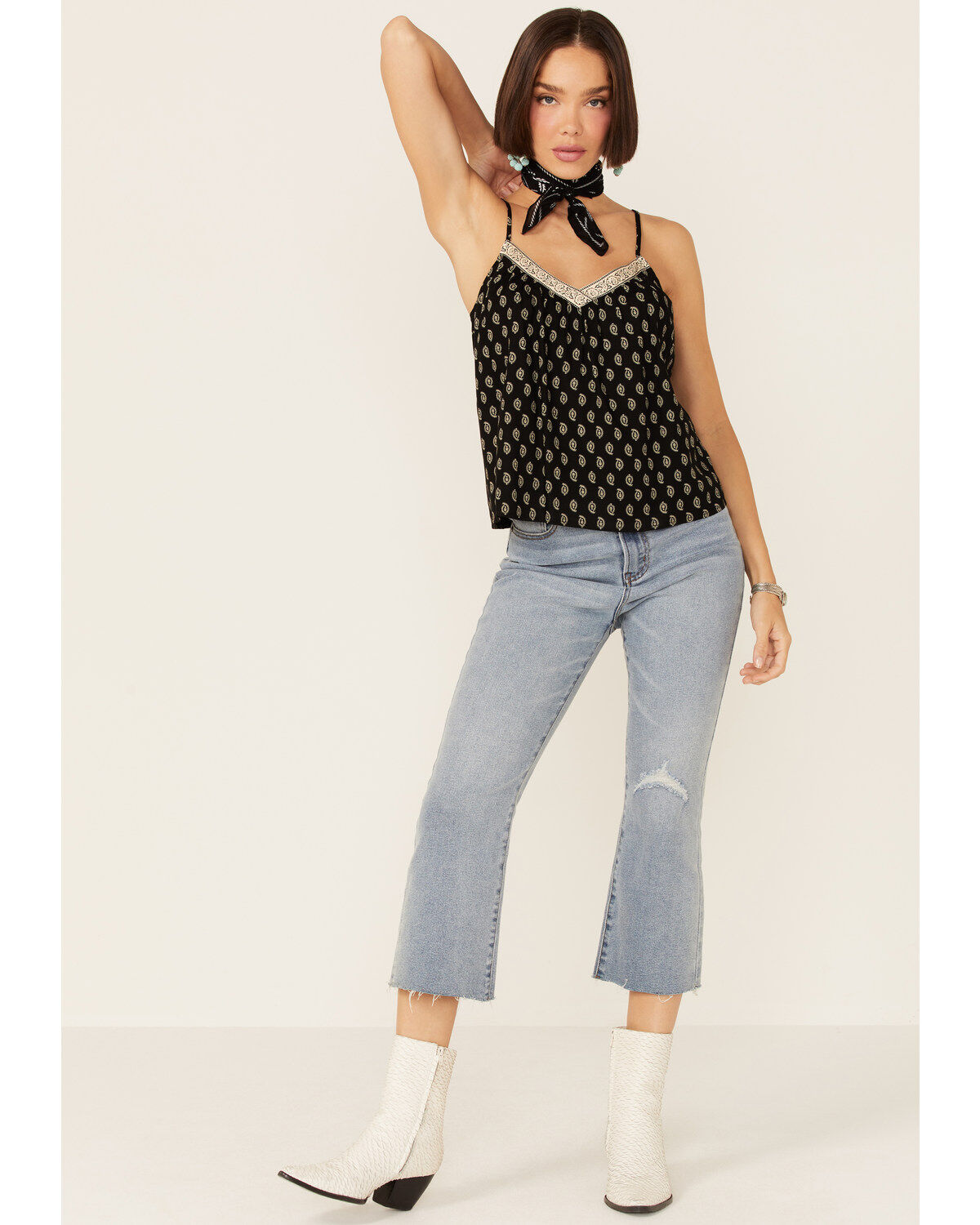 Patrons of Peace Women's Dot Print Neck Trim Cami