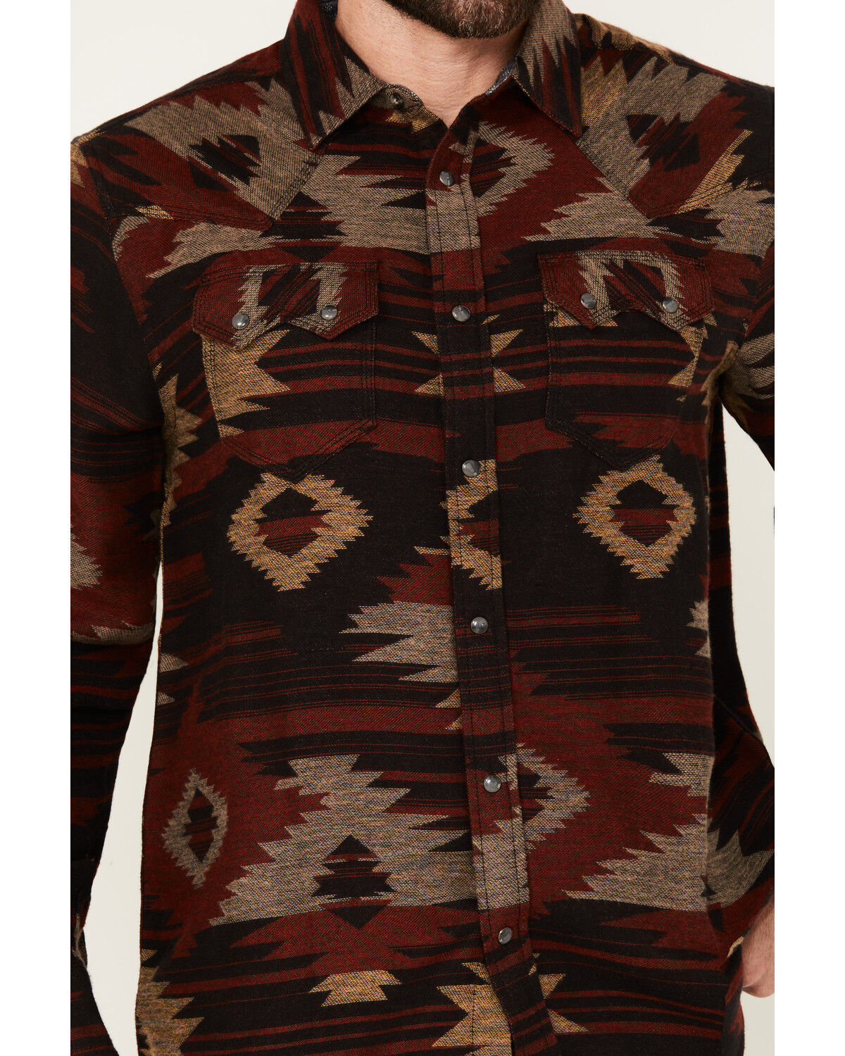 Moonshine Spirit Men's Spot Light Southwestern Print Long Sleeve Snap Western Shirt