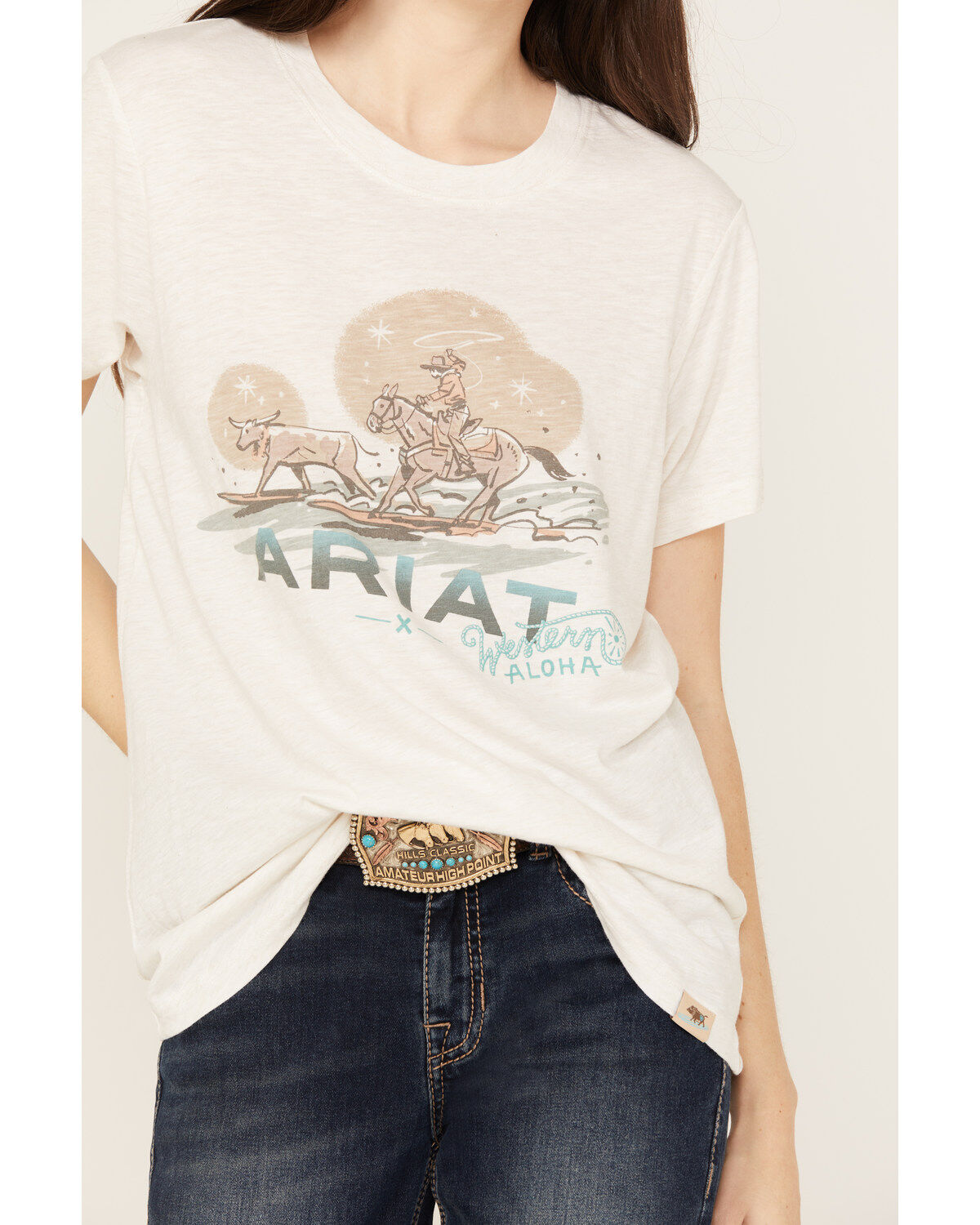 Ariat Women's Boot Barn Exclusive Surfin' Longhorn Aloha Short Sleeve Graphic Tee