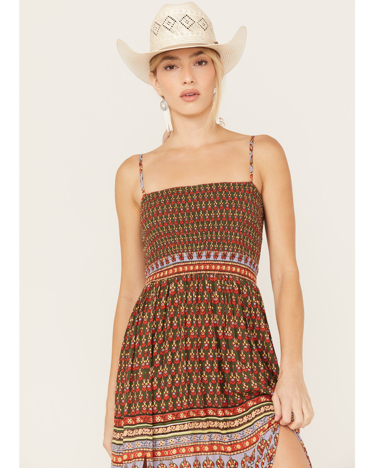 Shyanne Women's Border Print Smocked Maxi Dress