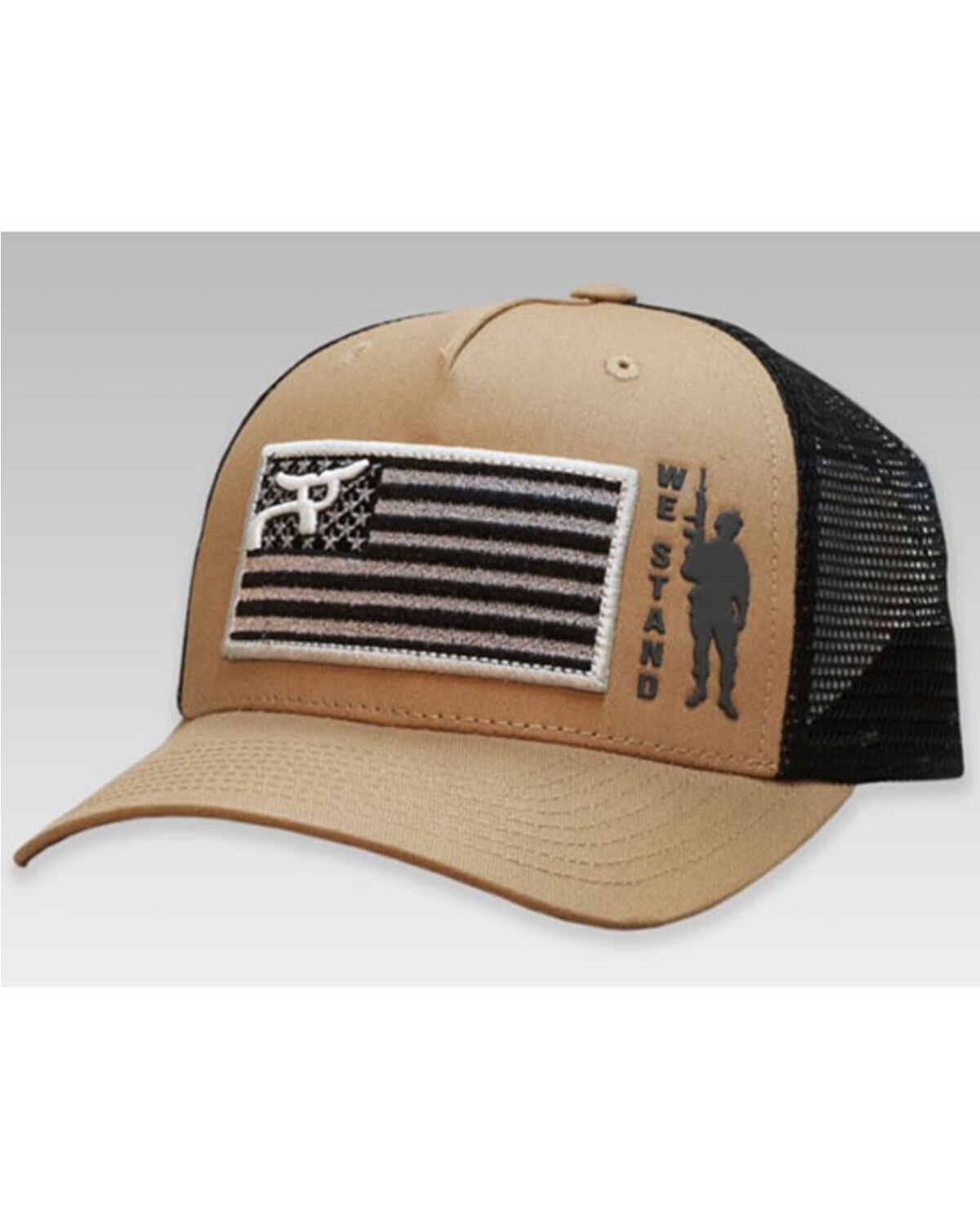 RopeSmart Men's Gray & Tan We Stand Embroidered Monochrome Mesh-Back Ball Cap