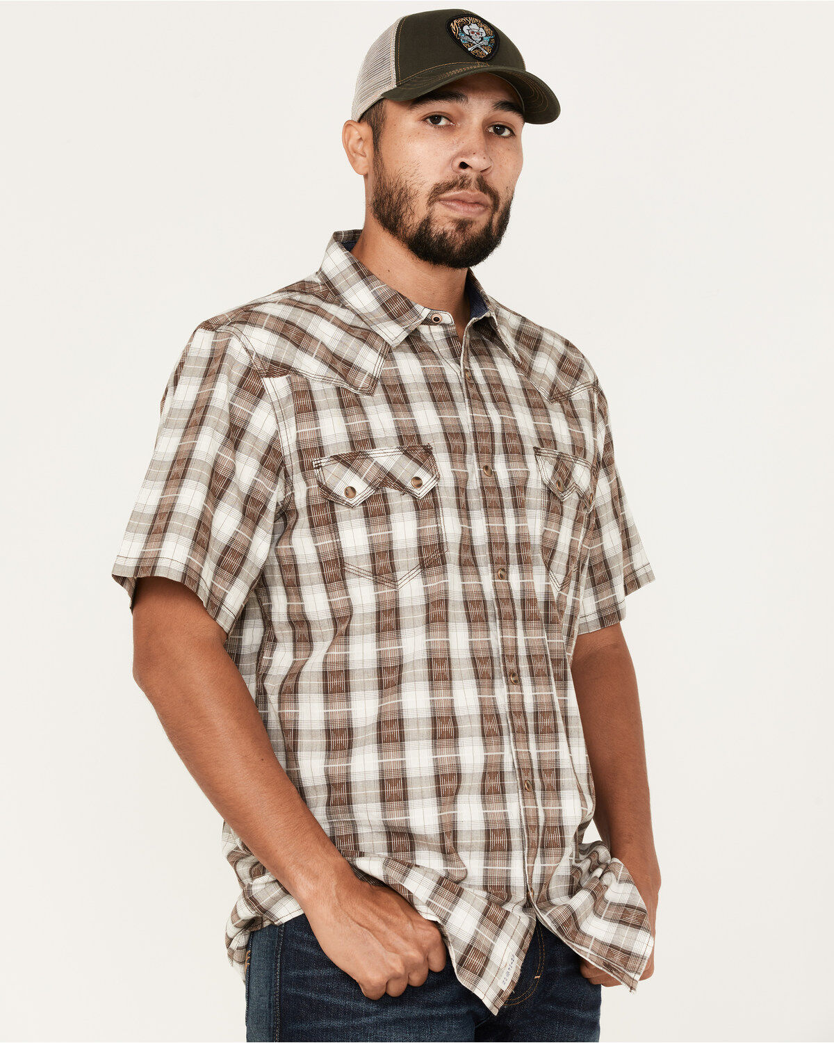 Moonshine Spirit Men's Twisted Barb Plaid Snap Western Shirt
