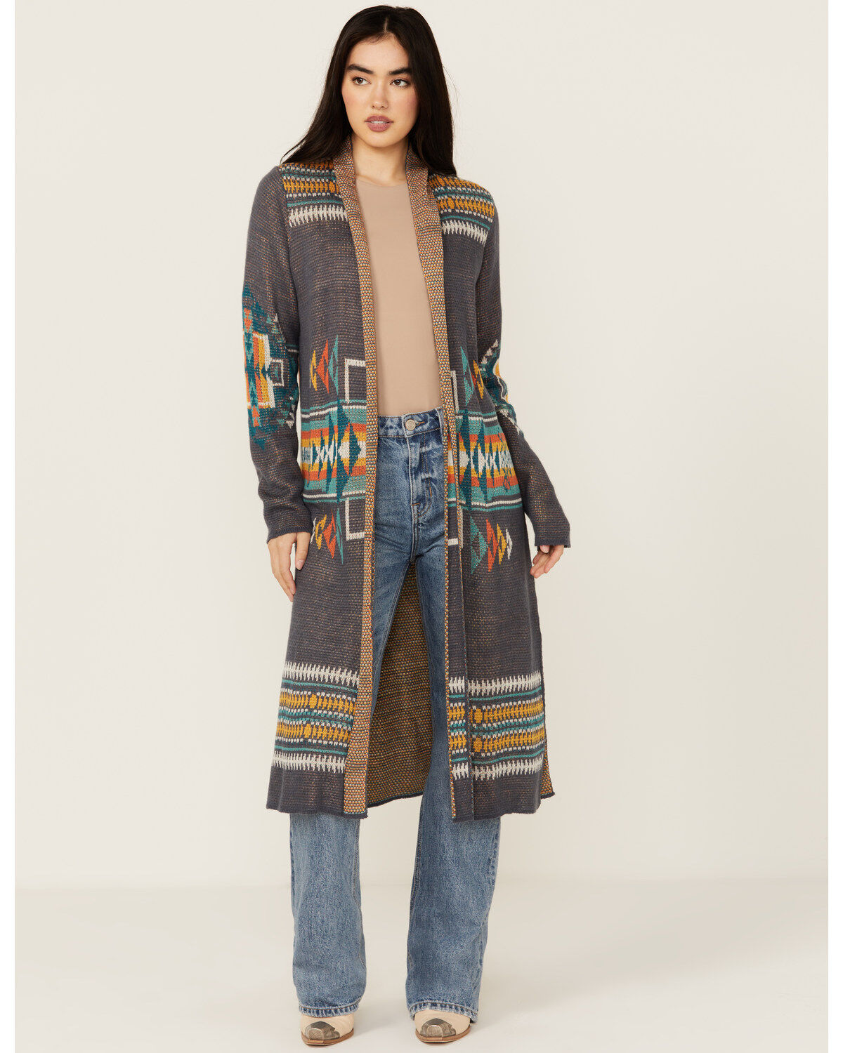 Rock & Roll Denim Women's Southwestern Print Duster Cardigan