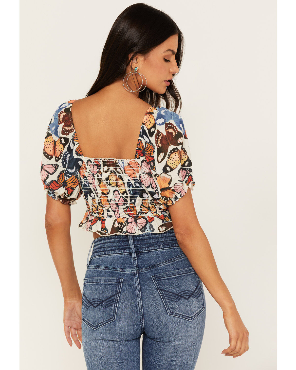 Show Me Your Mumu Women's Lila Butterfly Print Crop Top