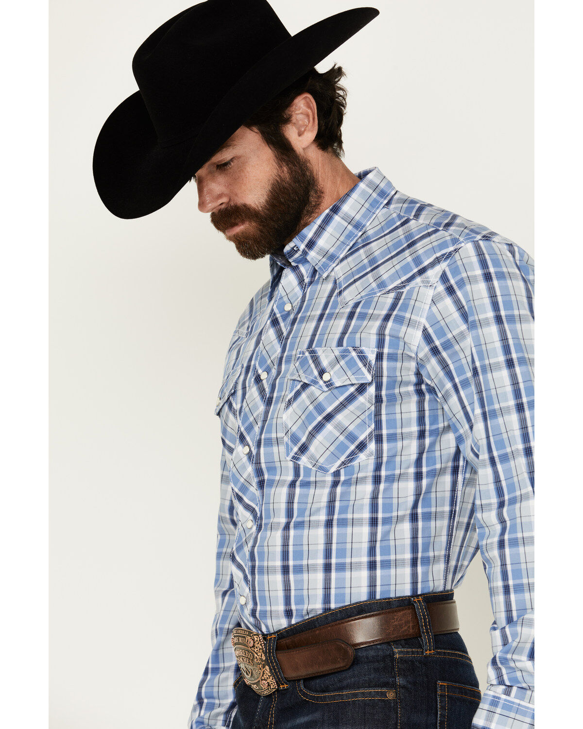 Wrangler 20X Men's Advanced Comfort Plaid Print Long Sleeve Snap Western Shirt
