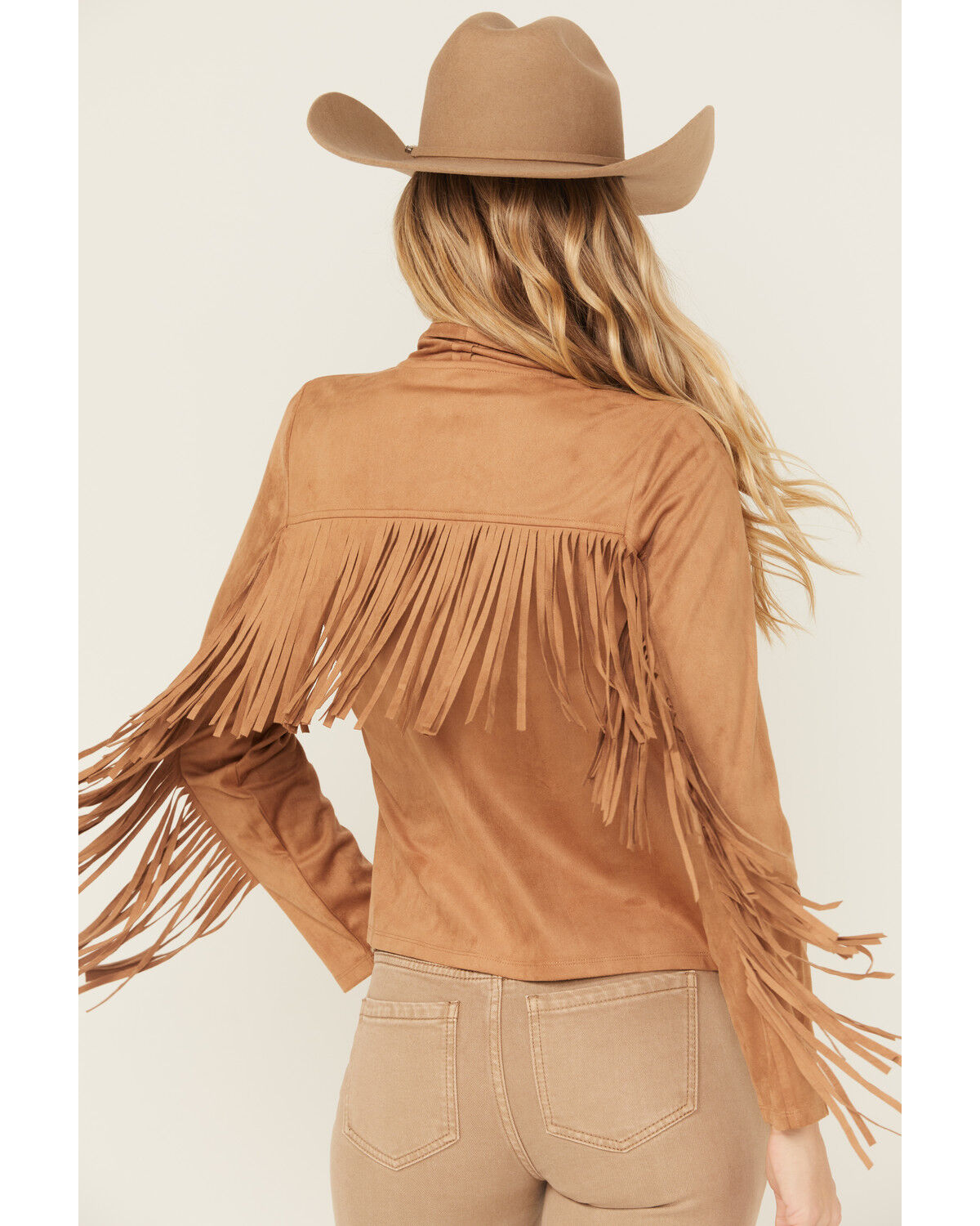 Shyanne Women's Faux Suede Cascade Front Fringe Jacket