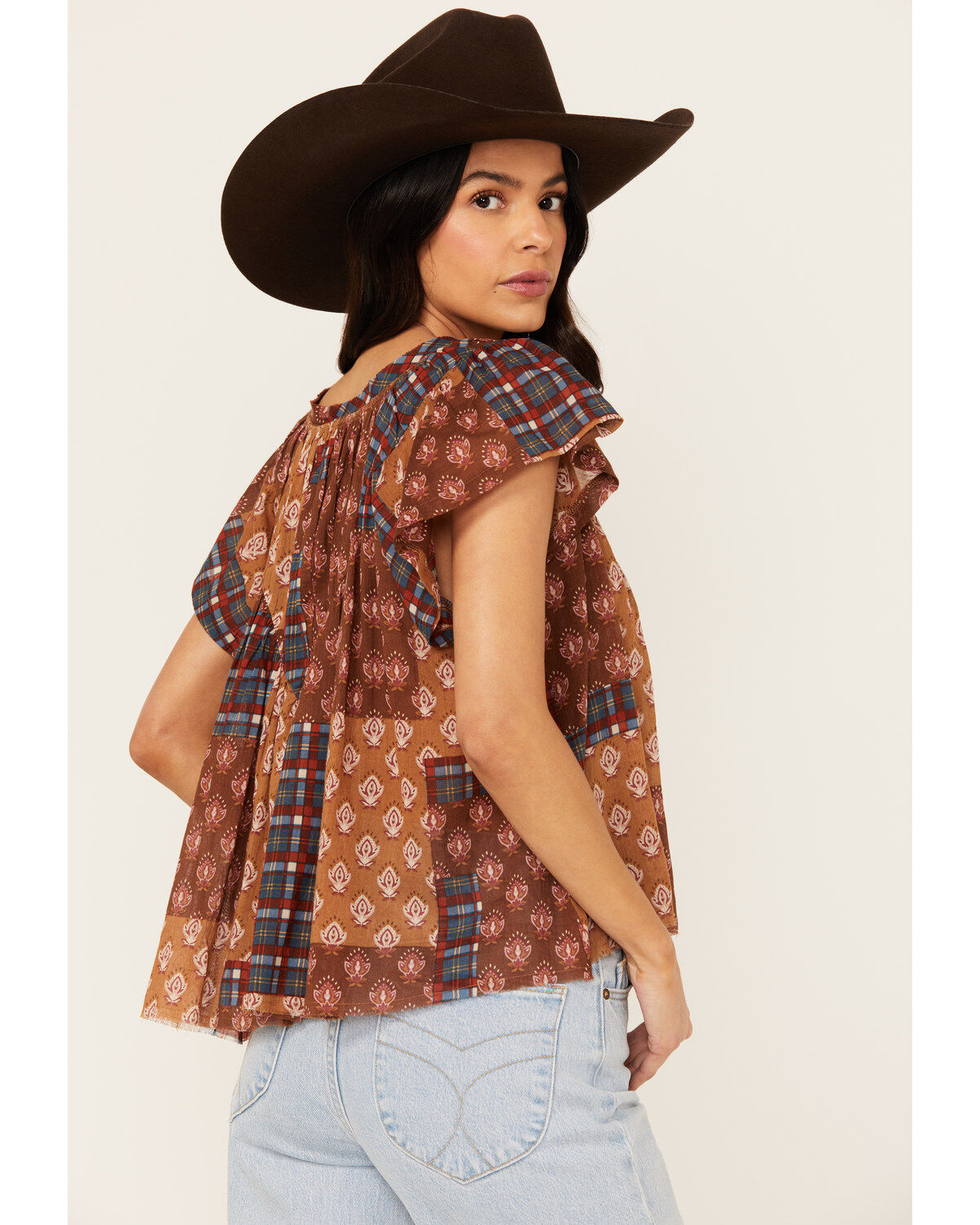 Cleo + Wolf Women's Bogota Patchwork Printed Blouse