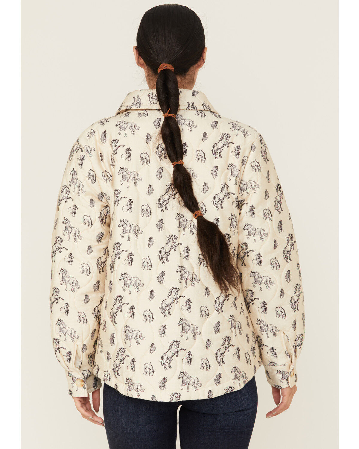 Blue B Women's Quilted Horse Print Button-Down Jacket