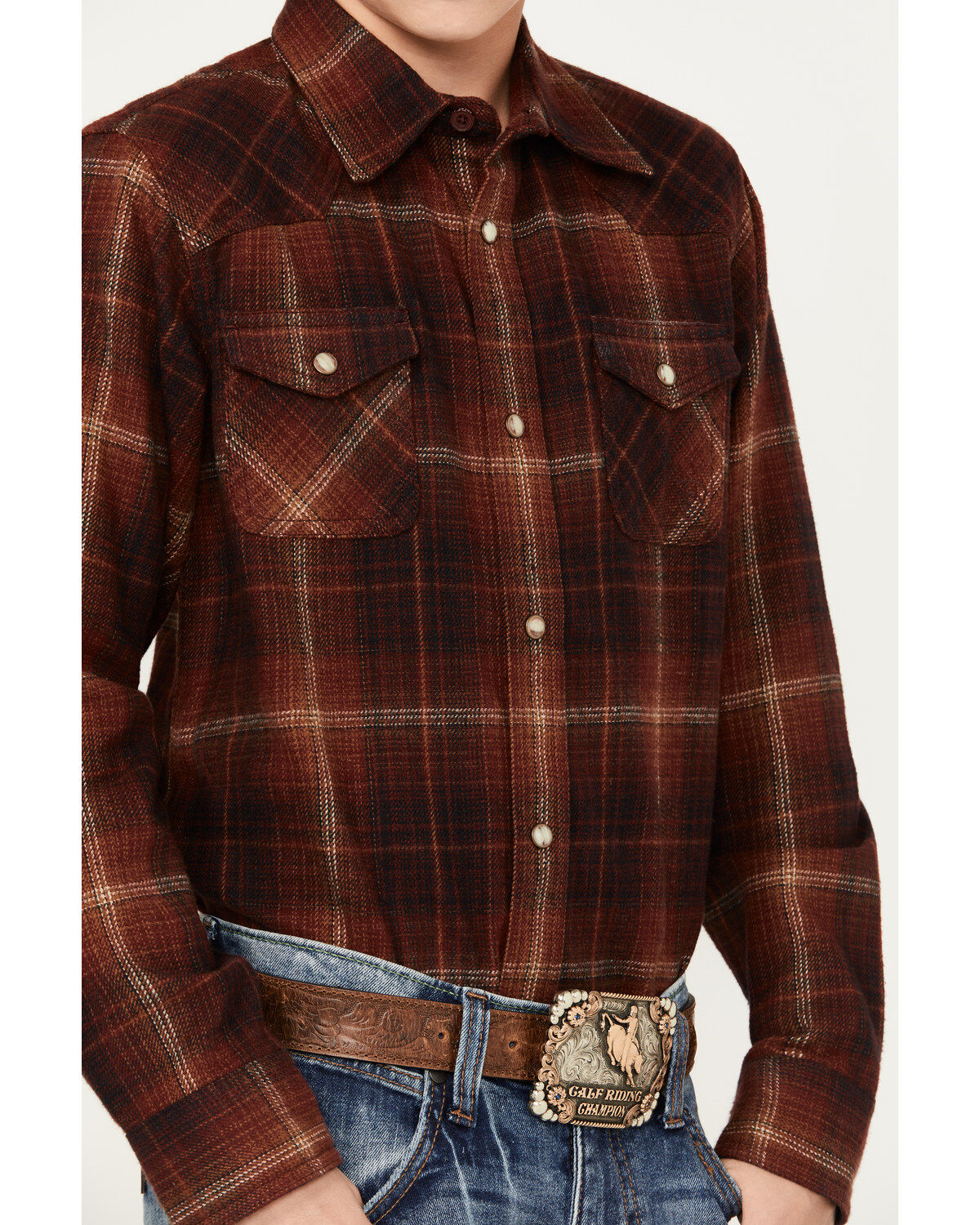 Ariat Boys' Retro Hiller Plaid Print Long Sleeve Snap Western Shirt