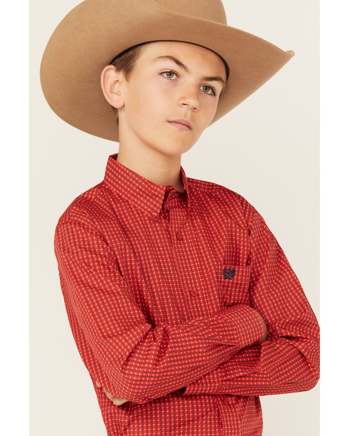 Cinch Boys' Geo Print Long Sleeve Button-Down Western Shirt