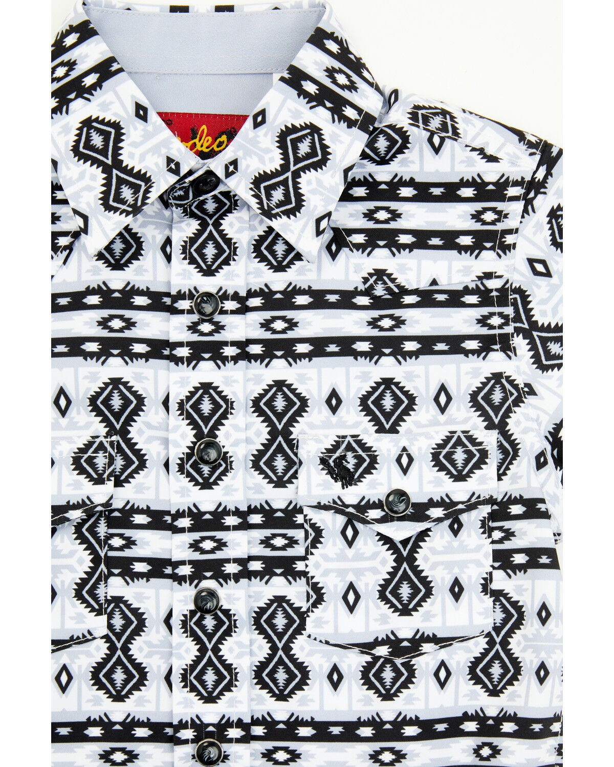 Rodeo Clothing Boys' Southwestern Print Short Sleeve Snap Western Shirt