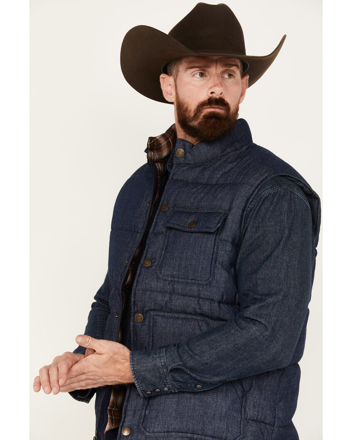 Cody James Men's Dark Wash Denim Puffer Vest