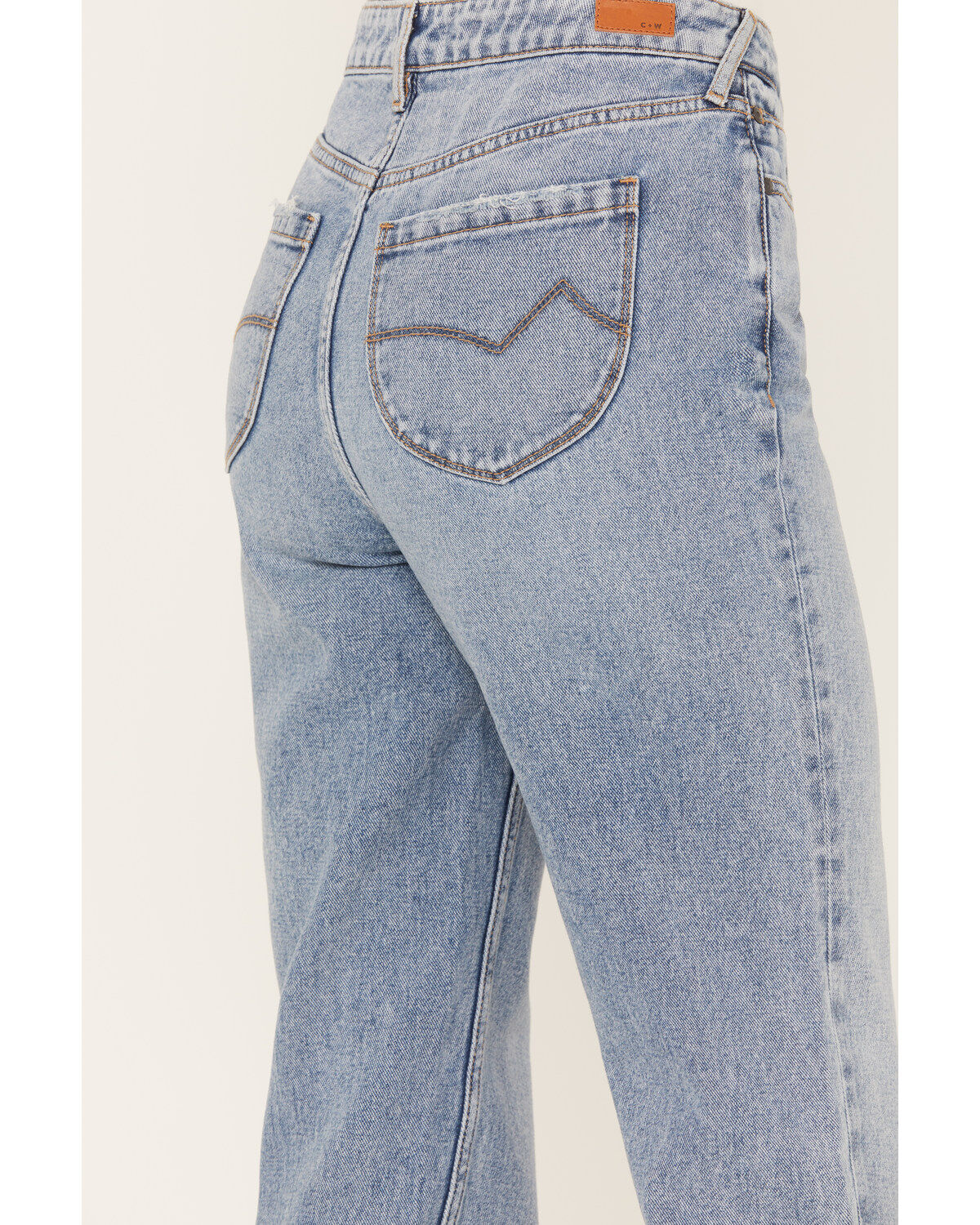 Cleo + Wolf Women's Medium Wash Short Straight Cuffed Jeans