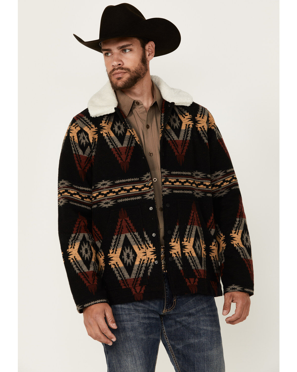 Rock & Roll Denim Men's Southwestern Print Snap Jacket