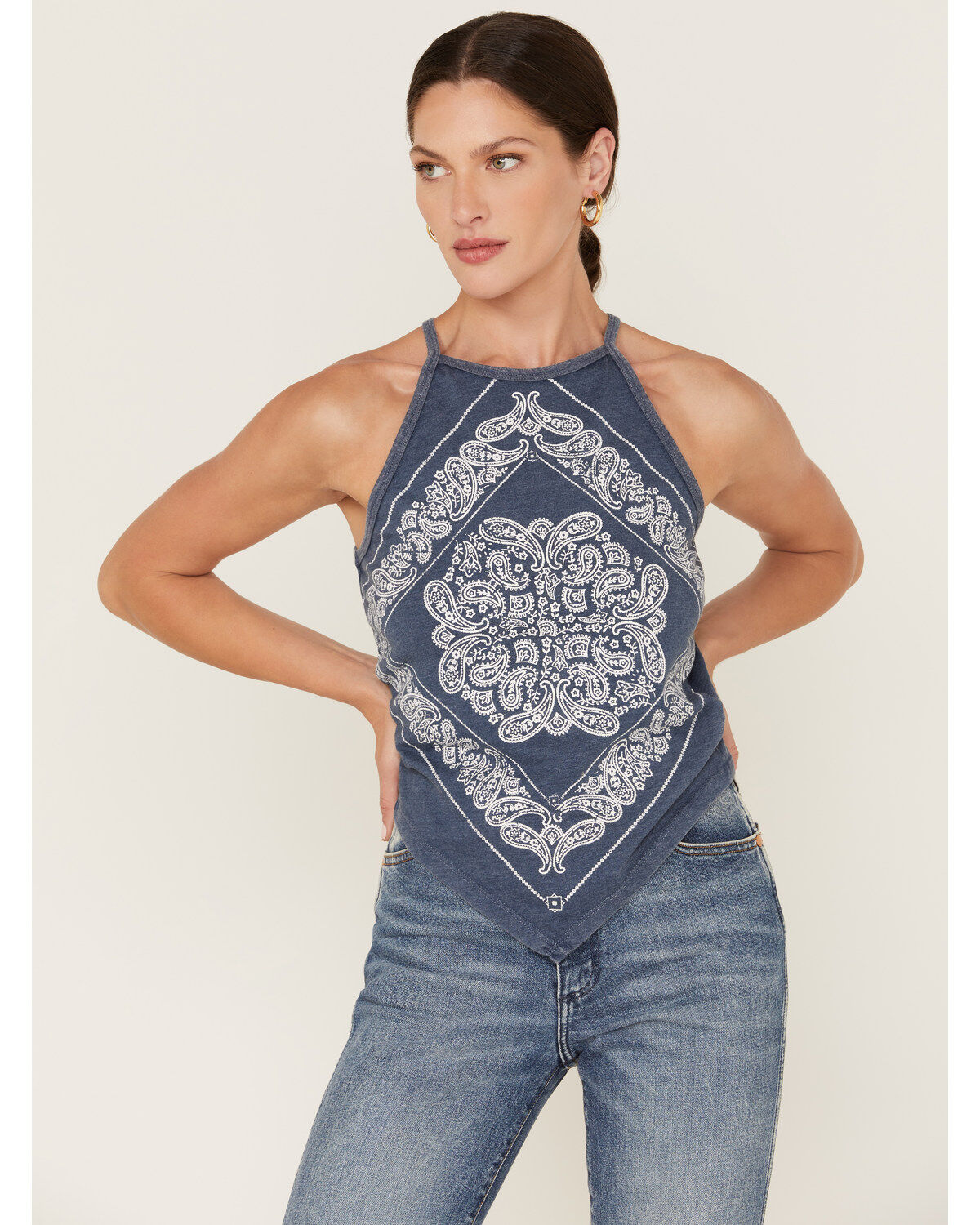 Rock & Roll Denim Women's Bandana Print Tank Top