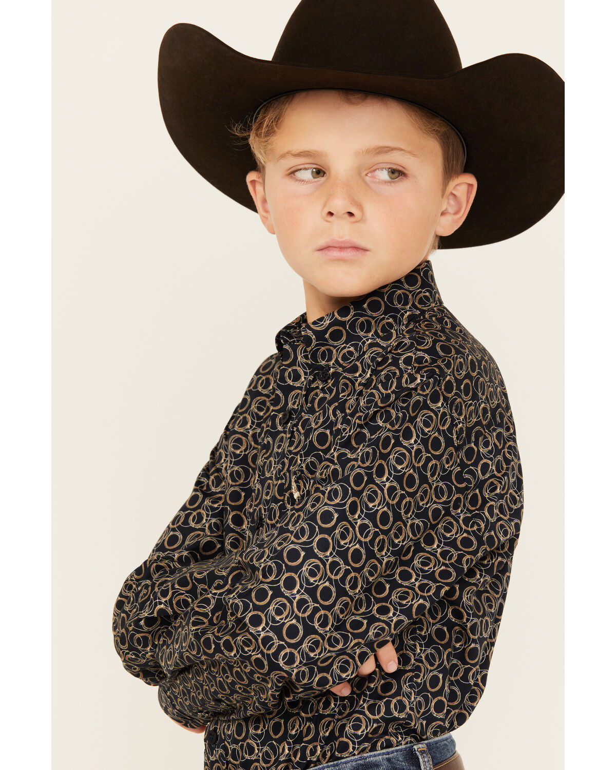Cinch Boys' Geo Print Long Sleeve Button-Down Western Shirt